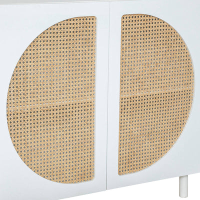 Mała komoda biała CABRAS, drzwi z plecionki wiedeńskiej, 94 x 40 x 86 cm