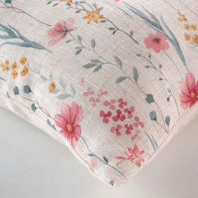 Ozdobna poduszka w kwiaty z domieszką lnu AQUARELLIS, 45 x 45 cm
