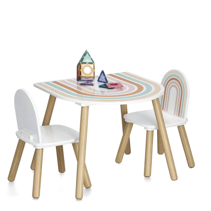 Zestaw mebli dla dzieci RAINBOW z MDF i sosny, stolik + 2 krzesła