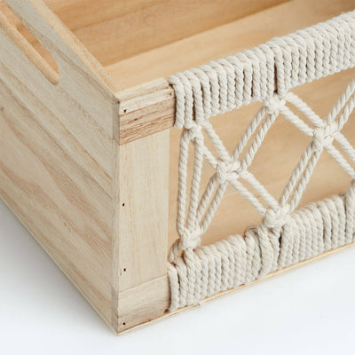 Drewniane pudełko z ażurowym frontem BOHO, 30 x 20 x 16 cm