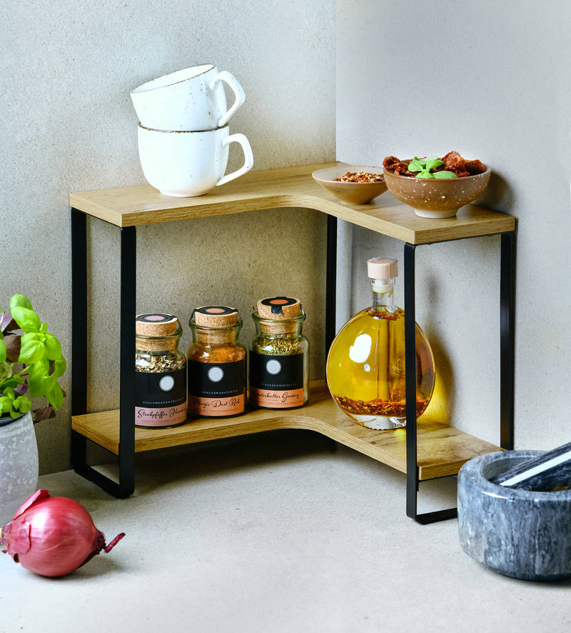 Narożna półka kuchenna z drewnianymi półkami, 30 x 30 x 28 cm