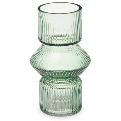 Szklany wazon ryflowane szkło, 9,5 x 16,5 cm