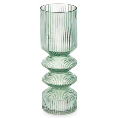 Szklany wazon tuba ryflowane szkło, 8 x 23 cm