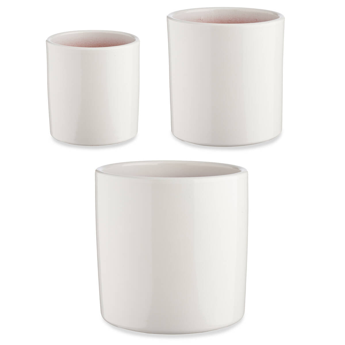 Zestaw doniczek ceramicznych, okrągłych, 3 sztuki