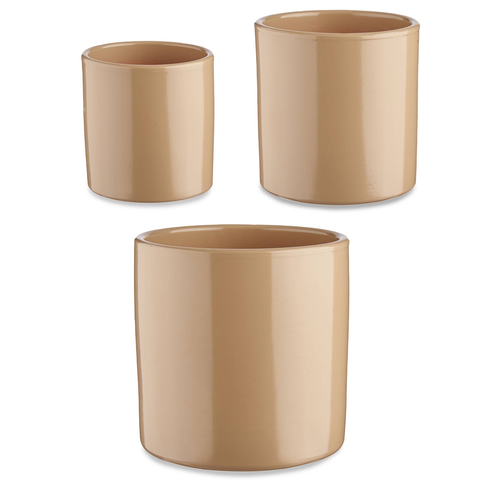 Zestaw doniczek ceramicznych, okrągłych, 3 sztuki