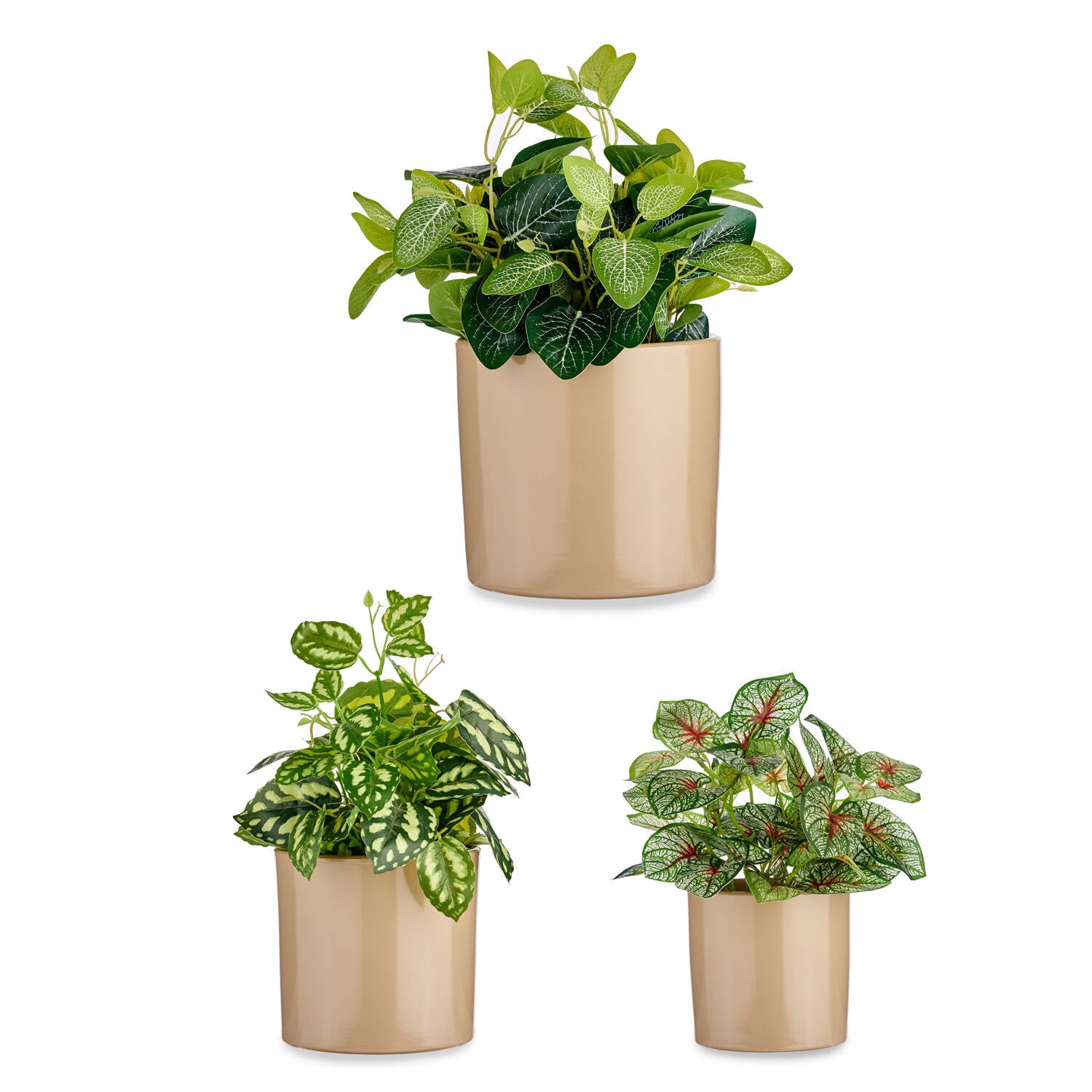 Zestaw doniczek ceramicznych, okrągłych, 3 sztuki