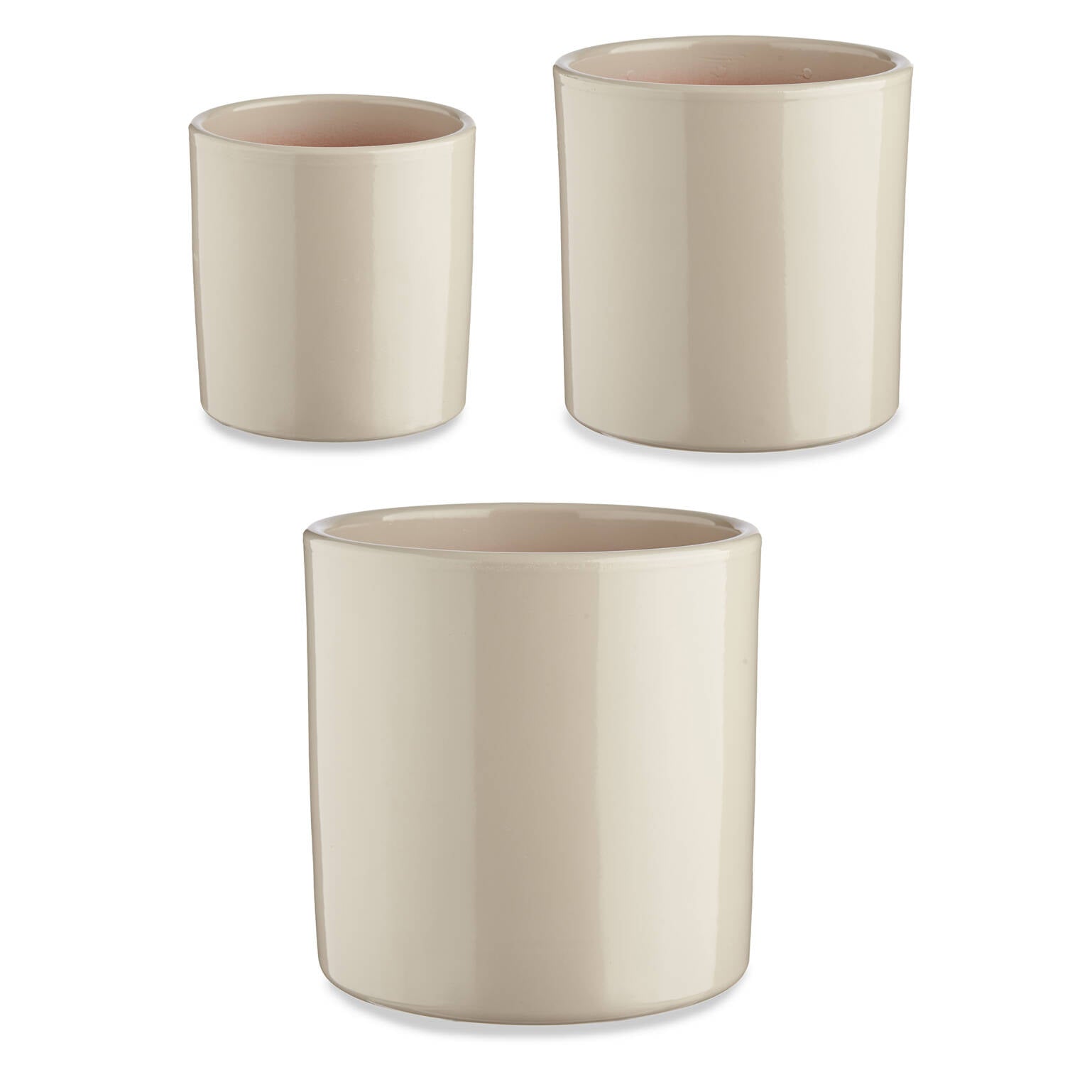 Zestaw doniczek ceramicznych, okrągłych, 3 sztuki