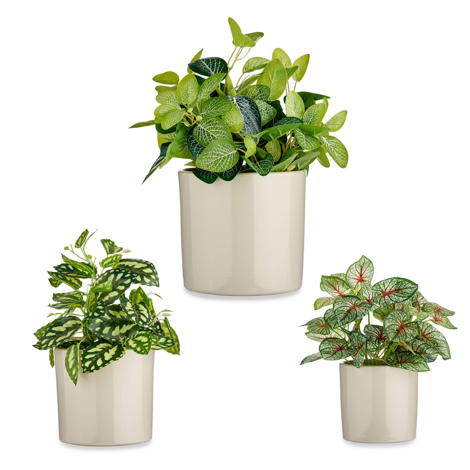 Zestaw doniczek ceramicznych, okrągłych, 3 sztuki