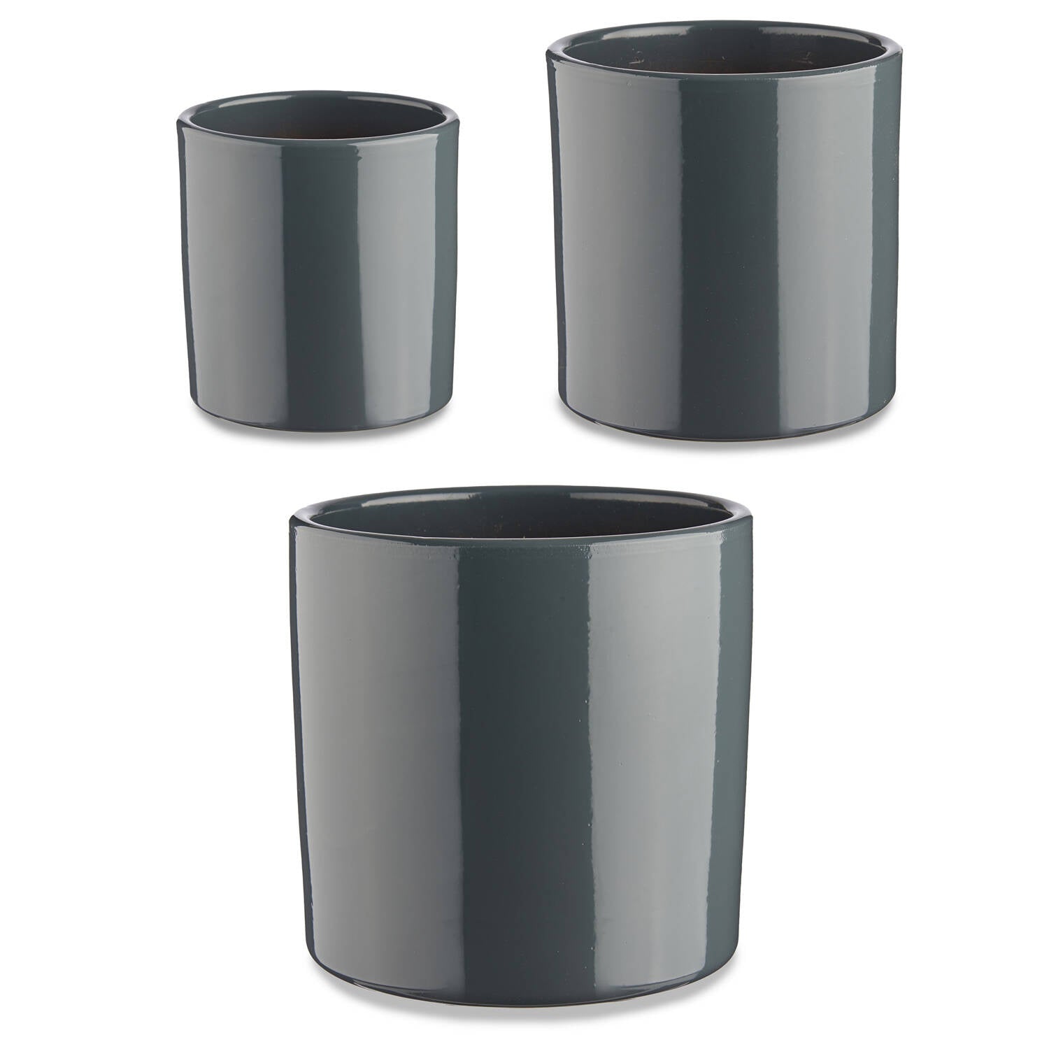 Zestaw doniczek ceramicznych, okrągłych, 3 sztuki