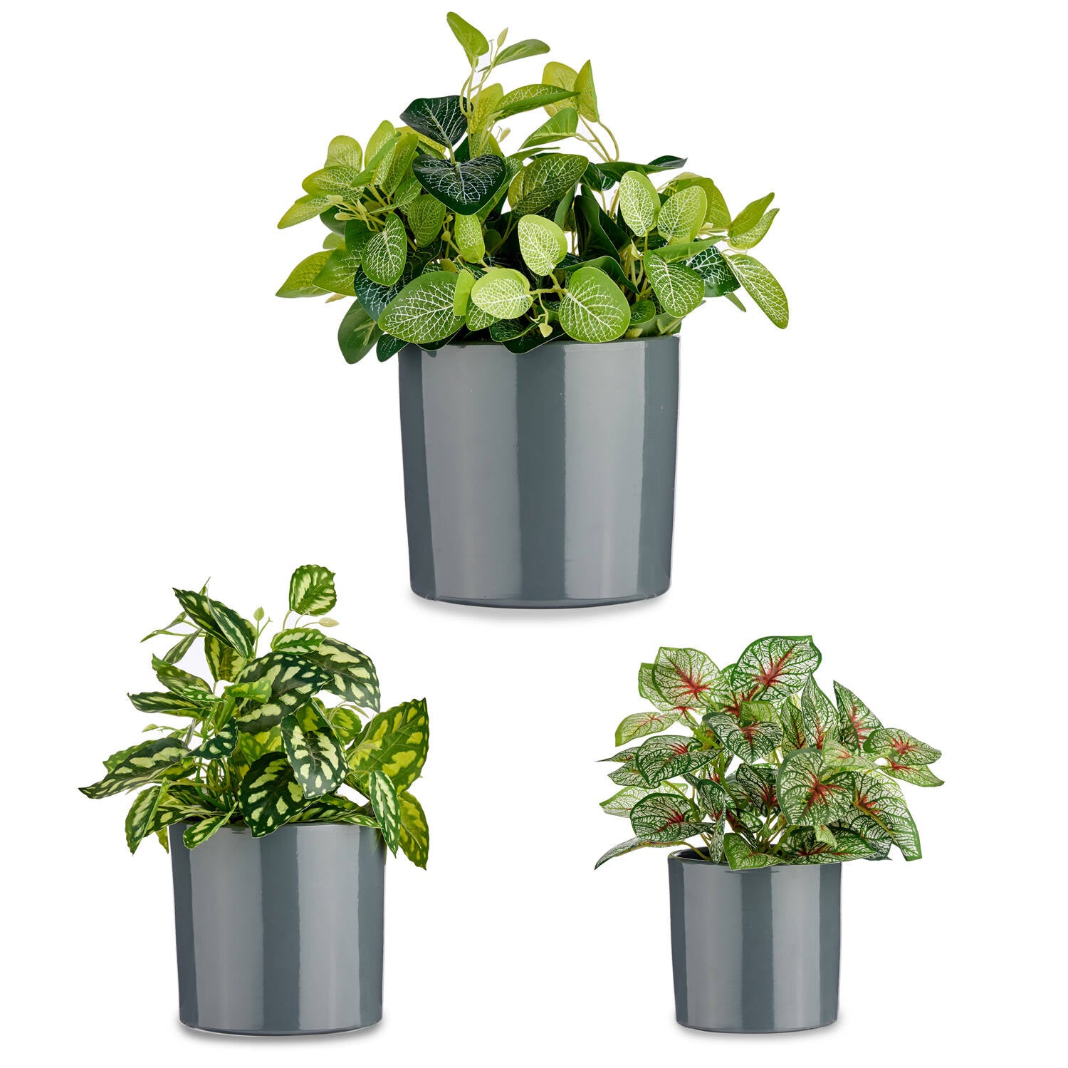 Zestaw doniczek ceramicznych, okrągłych, 3 sztuki