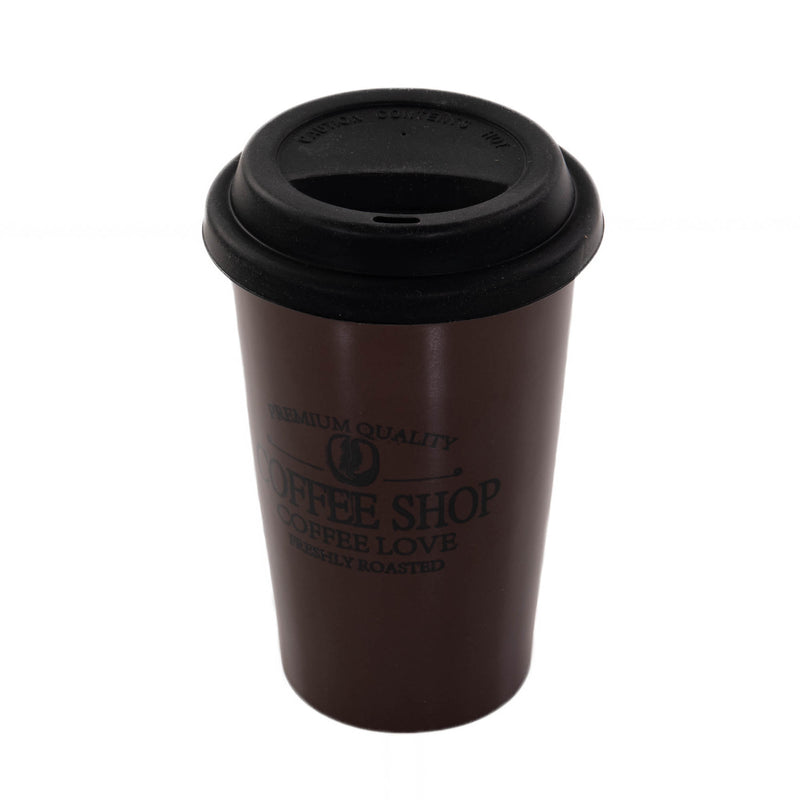 Kubek na kawę na wynos do samochodu COFFEE SHOP, silikonowe wieczko, 440 ml