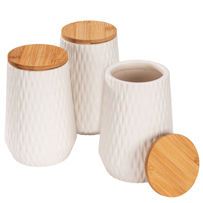 Pojemniki kuchenne ceramiczne DIAMOND, bambusowa pokrywa, 3 x 0,6 l, WENKO