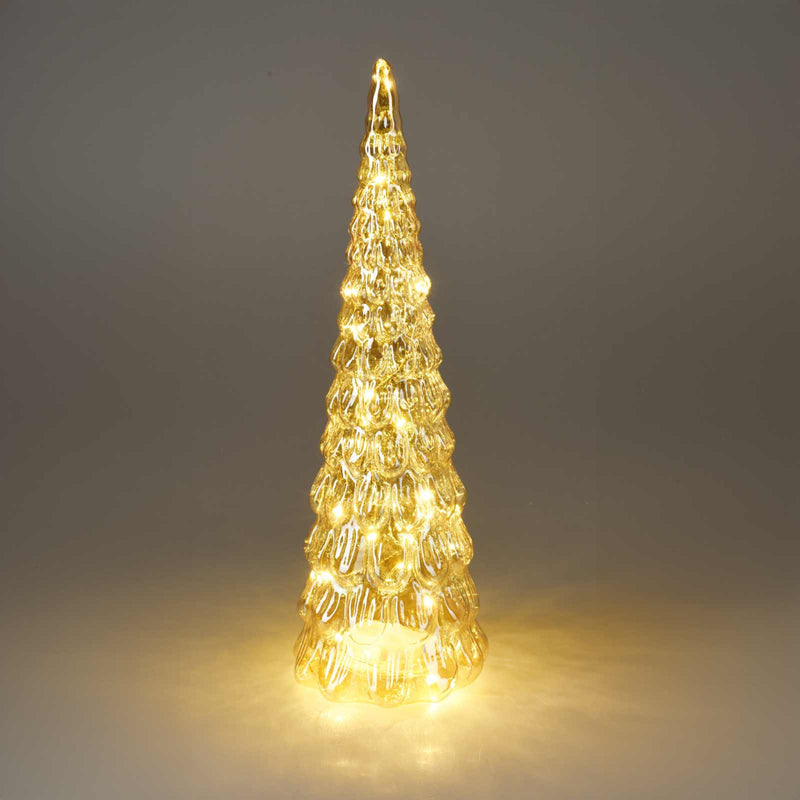 Szklana choinka z dekoracją LED, 38 cm