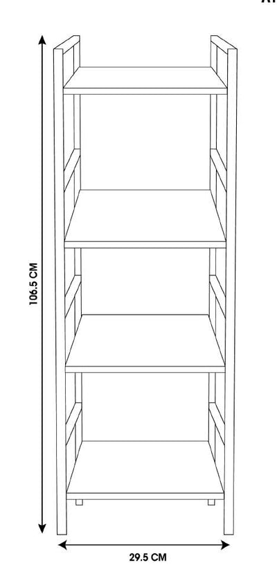 Metalowy regał do salonu z 4 półkami z MDF, 29,5 x 23,5 x 106,5 cm