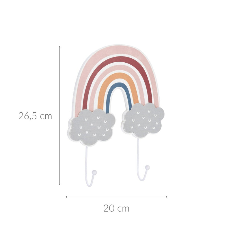 Wieszak na ubrania dla dzieci Tęcza i chmurki, 20 x 4,5 x 26,5 cm