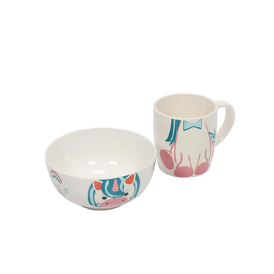 Zestaw prezentowy dla dziecka: miska i kubek z porcelany, 600 ml + 360 ml