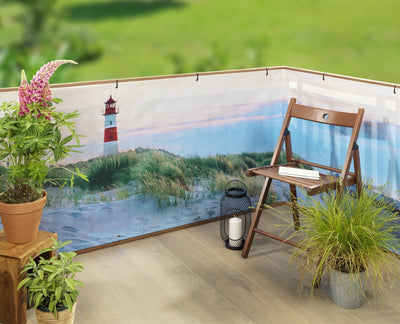 Osłona balkonowa z wzorem plaży, 5 m x 85 cm