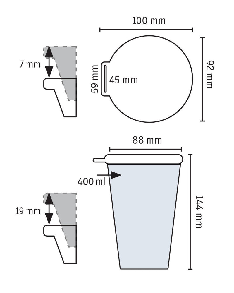 Kubek z pokrywką wielokrotnego użytku, 400 ml 