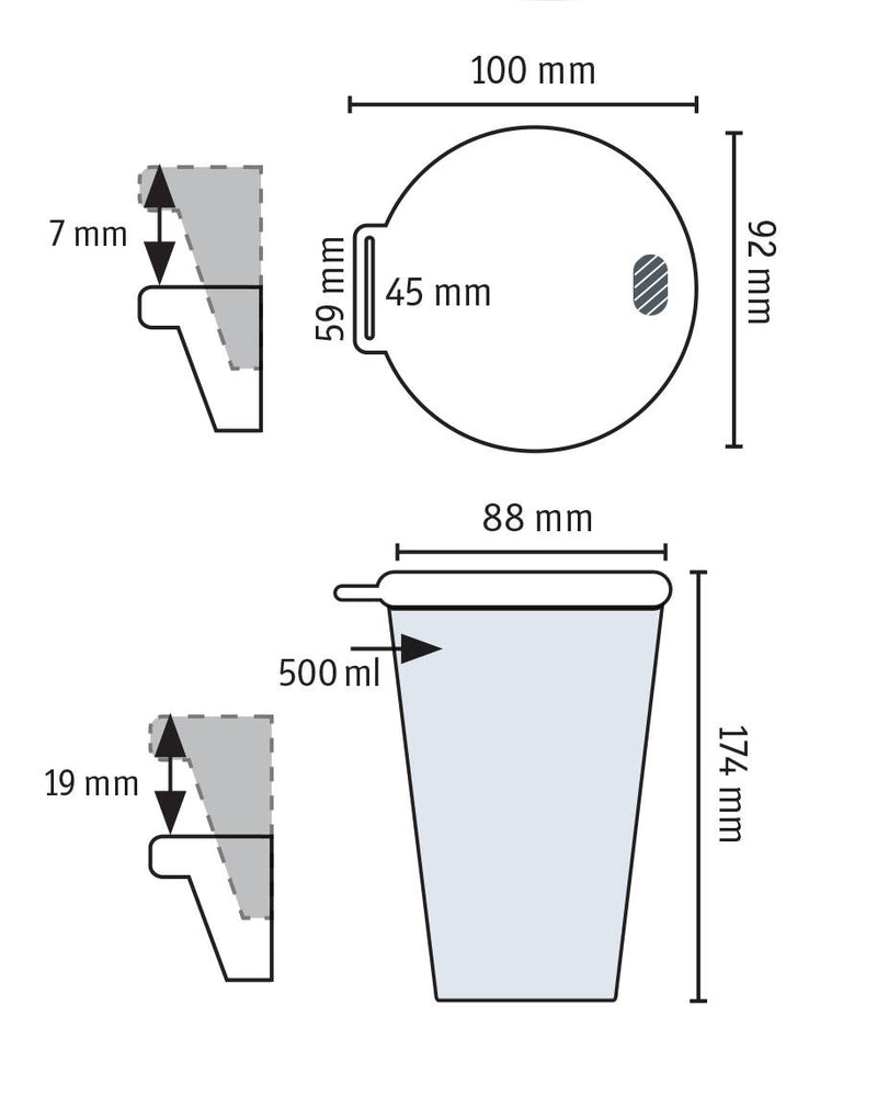 Kubek z pokrywką i otworem do picia, 500 ml 