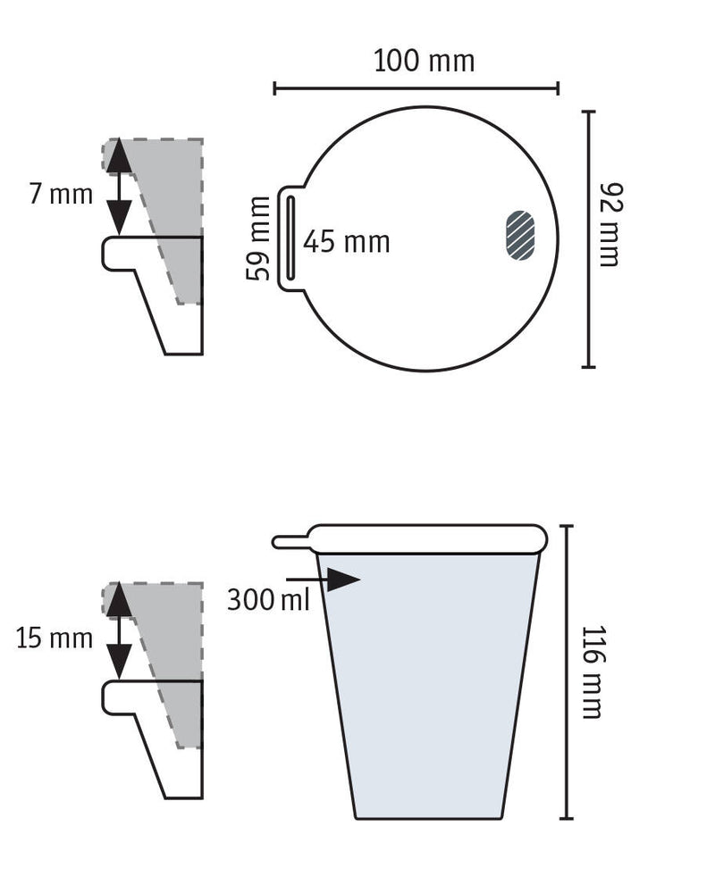 Kubek z pokrywką i otworem do picia, 300 ml