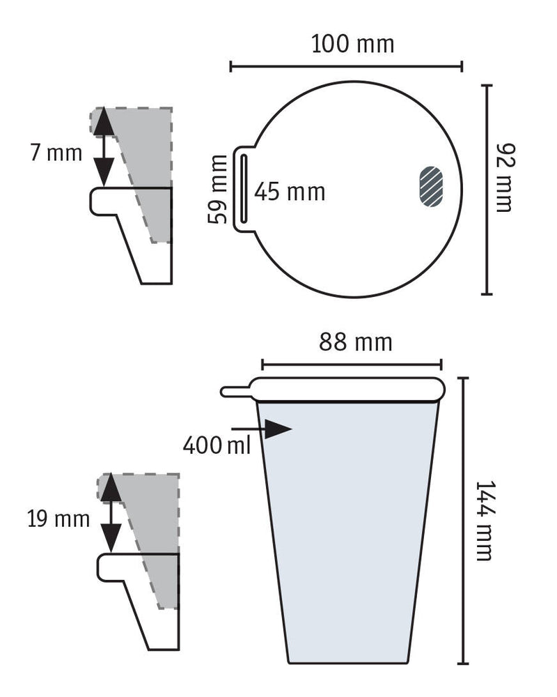 Kubek z pokrywką i otworem do picia, 400 ml 