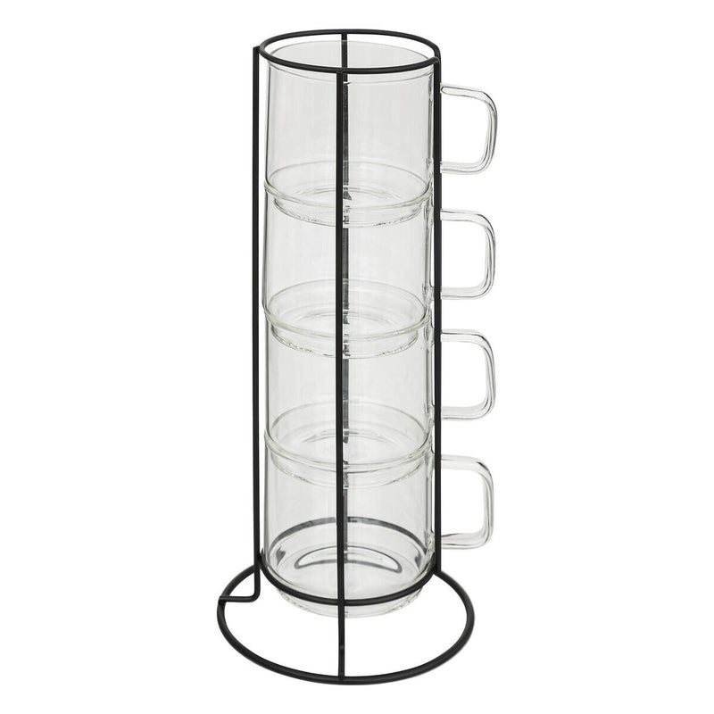 Szklane filiżanki do kawy na stojaku GLASS, 300 ml