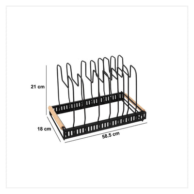 Stojak na pokrywki, patelnie i garnki BLACK WOOD, 32,5 - 58,5 cm