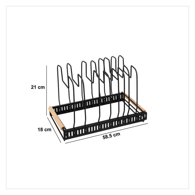 Stojak na pokrywki, patelnie i garnki BLACK WOOD, 32,5 - 58,5 cm