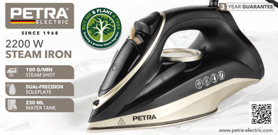 Żelazko parowe 2200 W PETRA, 100 g/min, 230 ml