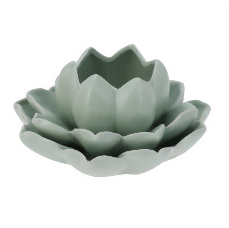 Świecznik na tealight kwiat lotosu z porcelany, 12,5 x 13 x 6,5 cm