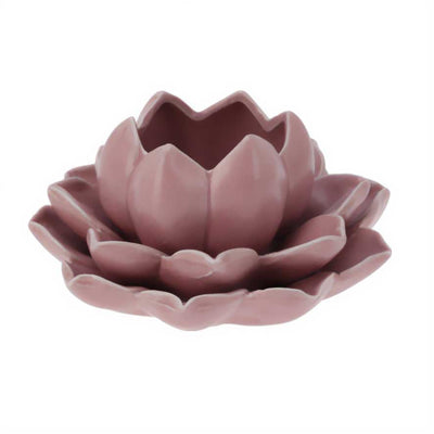 Świecznik na tealight kwiat lotosu z porcelany, 12,5 x 13 x 6,5 cm