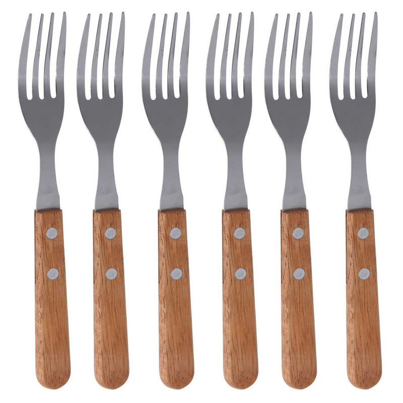 Widelce do steków z drewnianą rączką, 6 szt.
