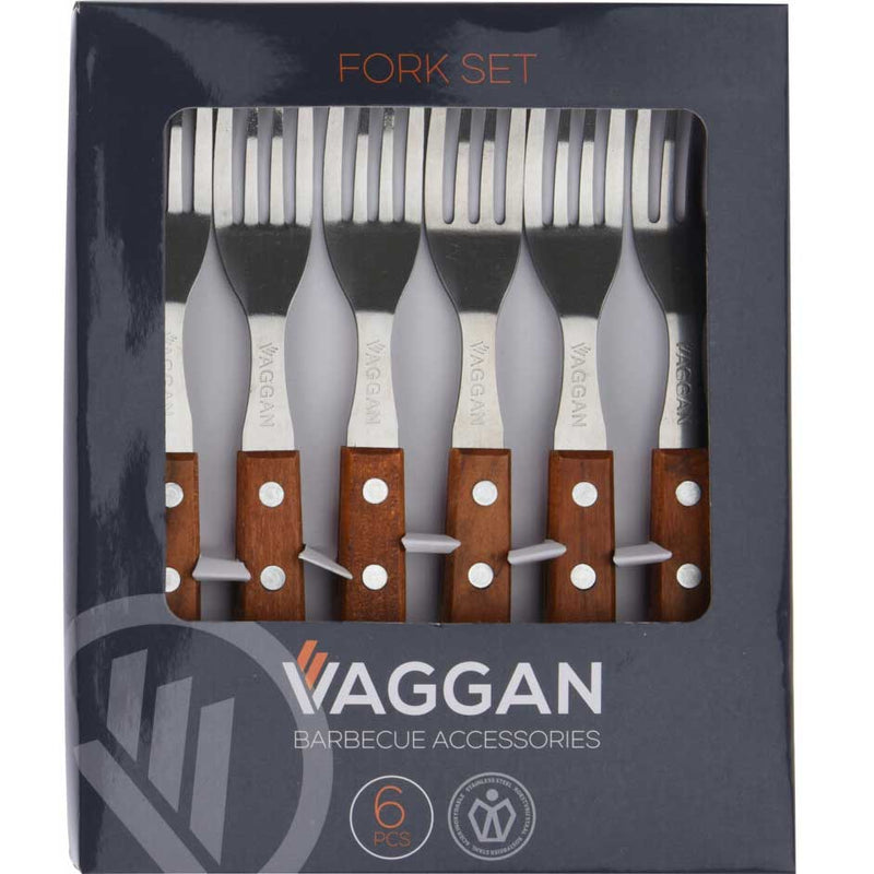 Widelce do steków z drewnianą rączką, 6 szt.