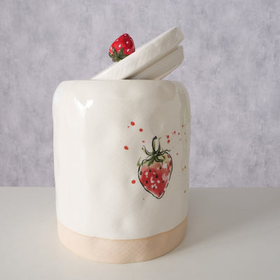 Ceramiczny pojemnik kuchenny, z pokrywką, STRAWBERRY