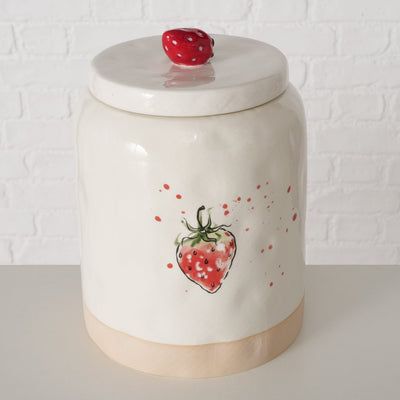 Ceramiczny pojemnik kuchenny, z pokrywką, STRAWBERRY