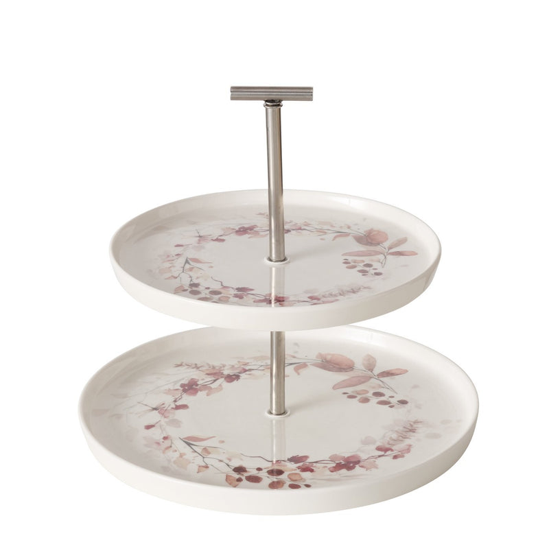 Tiered tray Bernada, H 22 cm, Stainless steel, New Bone, Floral, Multi-coloured mixed materials colour-mix