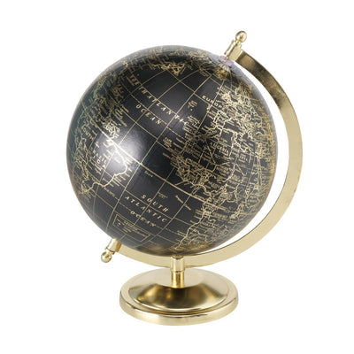 Decorative object Globe, Globe, with stand, H 31 cm, Paper, Iron powder coated, Polyresin mixed materials colour-mix