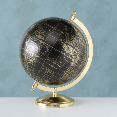 Decorative object Globe, Globe, with stand, H 31 cm, Paper, Iron powder coated, Polyresin mixed materials colour-mix