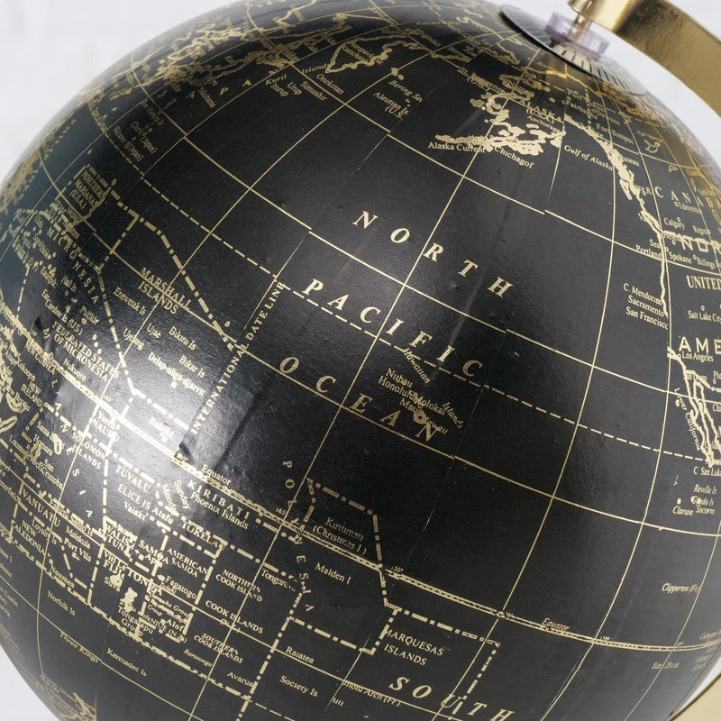 Decorative object Globe, Globe, with stand, H 31 cm, Paper, Iron powder coated, Polyresin mixed materials colour-mix