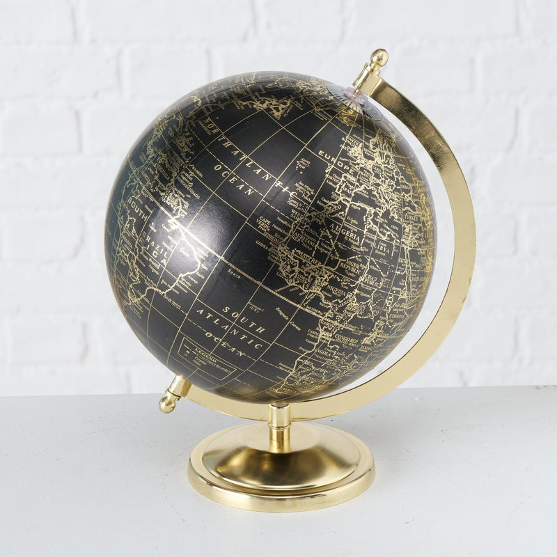 Decorative object Globe, Globe, with stand, H 31 cm, Paper, Iron powder coated, Polyresin mixed materials colour-mix