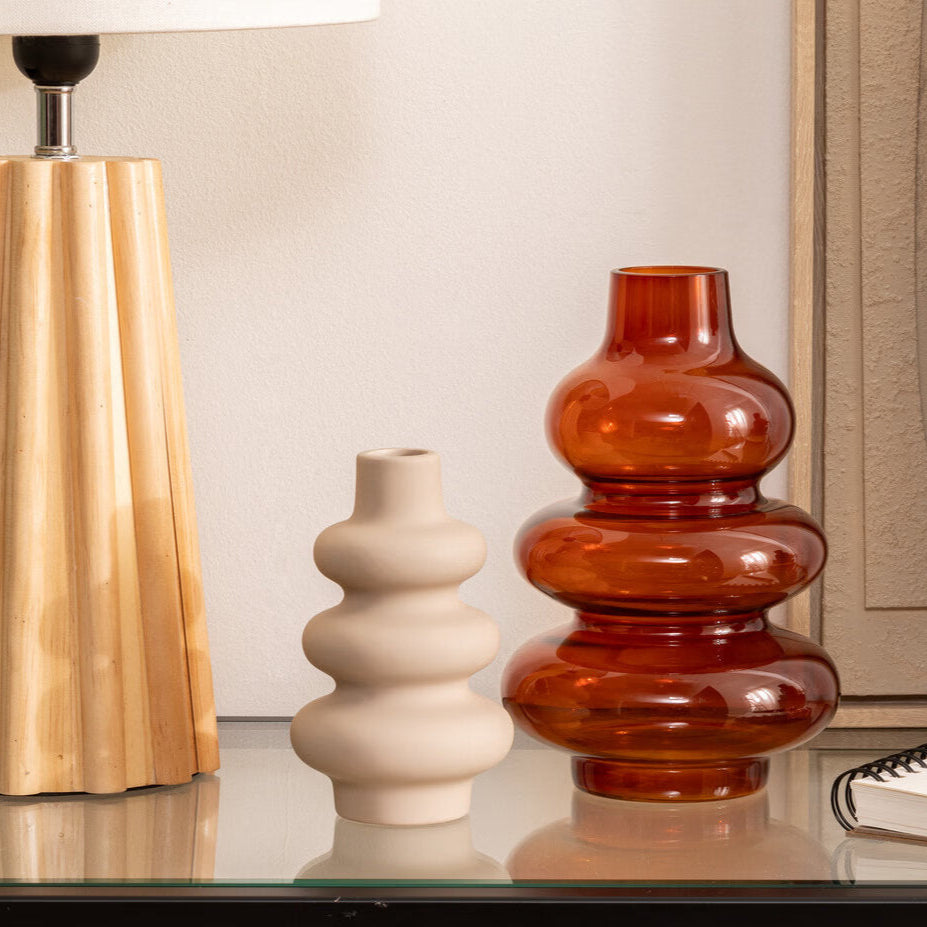 Szklany wazon bursztynowy CLOTHILDE, wys. 22 cm
