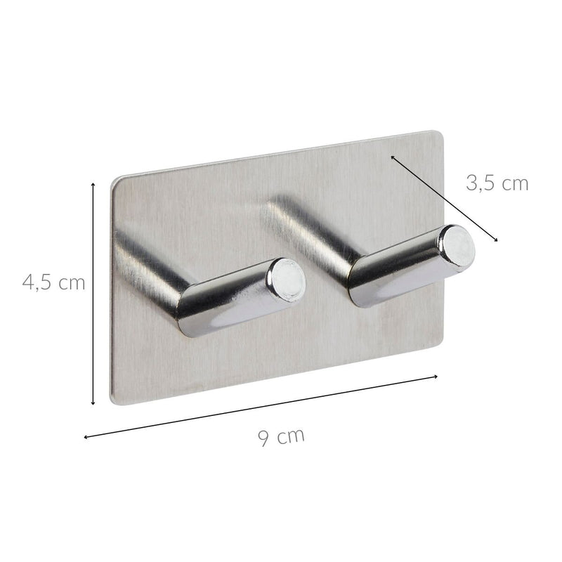 Haczyk samoprzylepny STIKY+ 2 wieszaki, stal nierdzewna, 9 x 3,5 x 4,5 cm