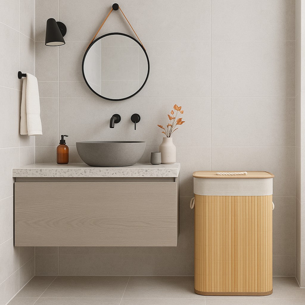 Bambusowy kosz na pranie z wyjmowanym workiem SANA, 60 l