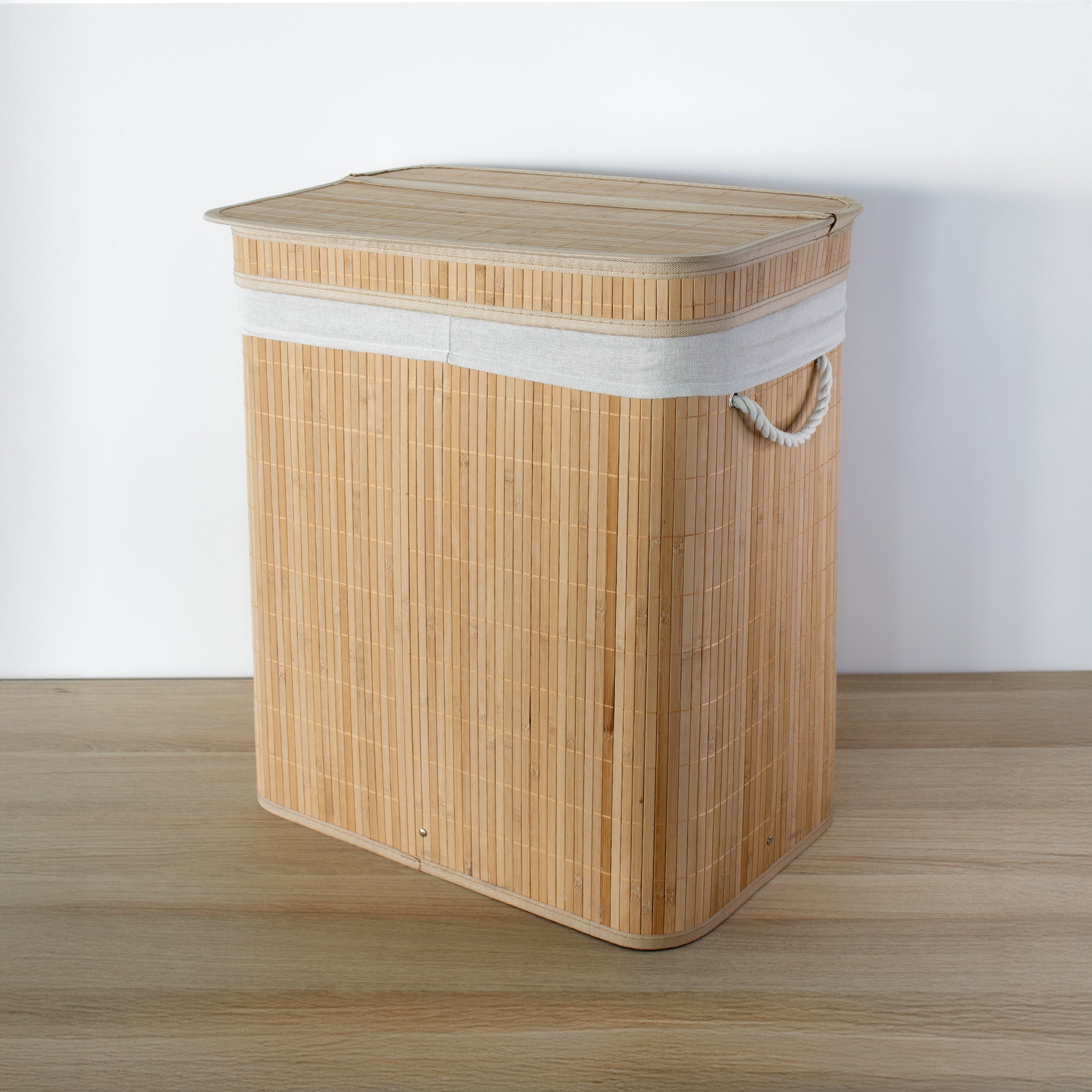 Bambusowy kosz na pranie, dwukomorowy ARVI, 100 l