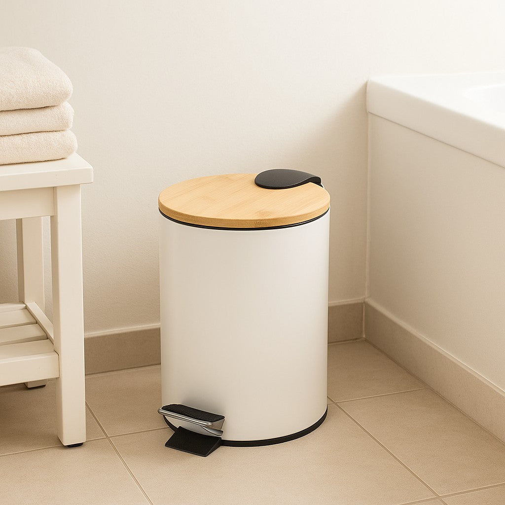 Kosz łazienkowy z bambusem ZETRU, 3 l