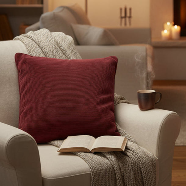 Poduszka dekoracyjna sztruksowa z lamówką, 40 x 40 cm