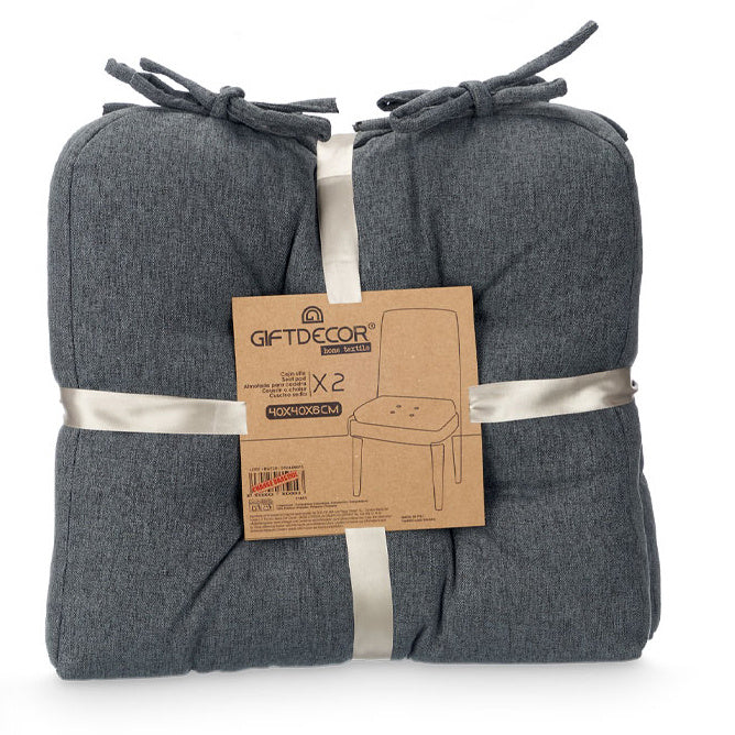 Poduszki na krzesło z pikowaniem i troczkami, 40 × 40 cm