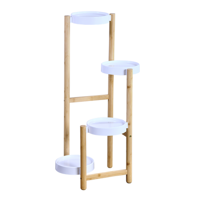 OUTLET Bambusowy stojak na kwiaty z plastikowymi podstawkami