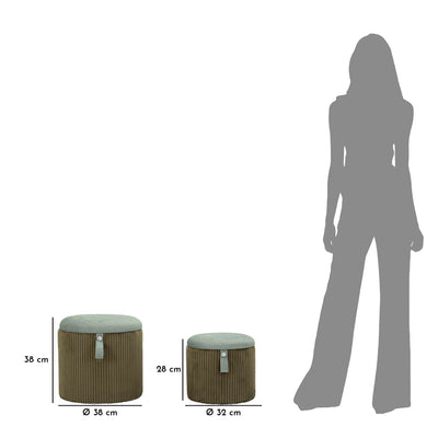 Zestaw puf ze schowkiem BOLZANO, Ø 38 cm, Ø 32 cm
