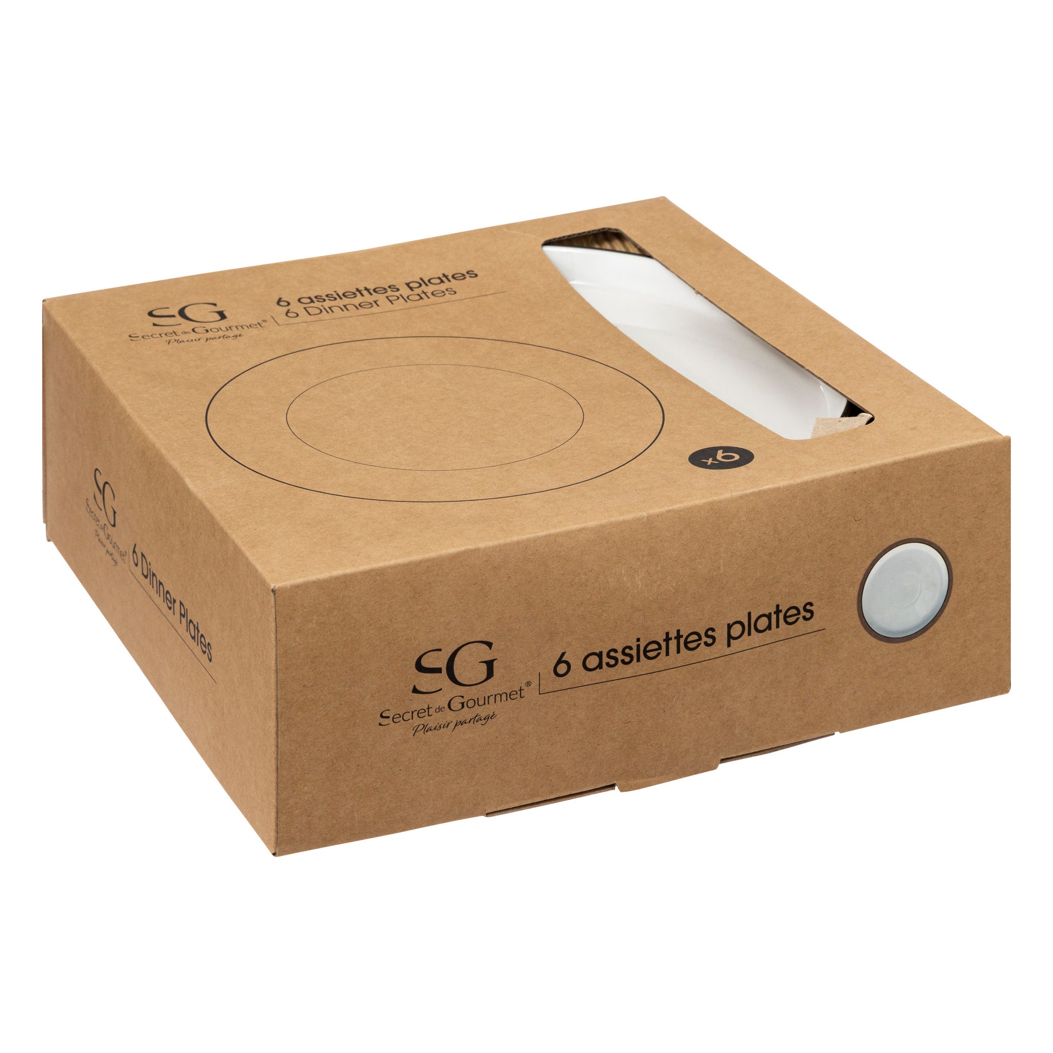 Talerze obiadowe porcelanowe ALIX, czarna obwódka, 6 sztuk x Ø 27 cm